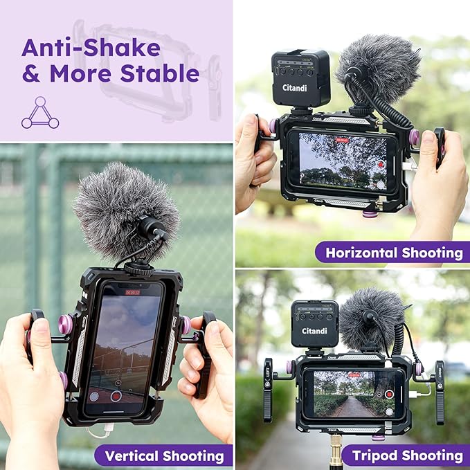 Universal Smartphone Filmmaking Stabilizer, Phone Cage for Vlogging and Videography, Compatible with Most Smartphones