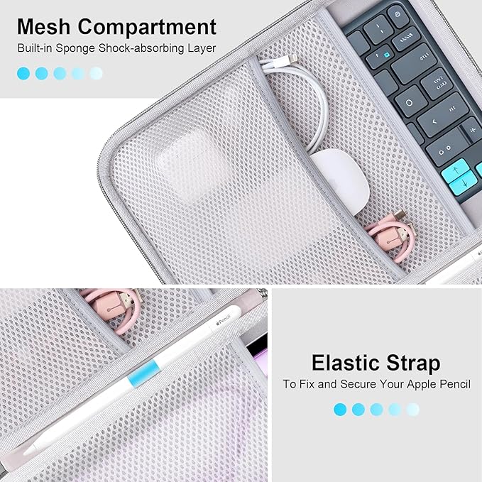 Lacdo Tablet Sleeve Case for 11 inch iPad A16 / 11 inch iPad Air M4 M3 M2 / 11" iPad Pro M5 M4 / 10.9" iPad Air /10.2" iPad, 11" Samsung Galaxy Tab A9+ Hard Shell Protective Tablet Carrying Case, Gray