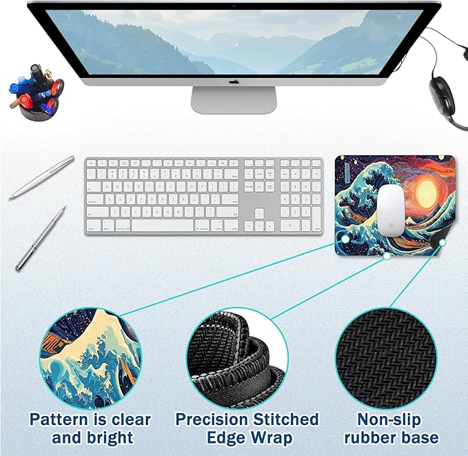 Mouse Pad for Gaming & Office - (11.8"×9.8") Small Desk Mat with Smooth Surface and Stylish Design for PC, Home Office Decor and Work