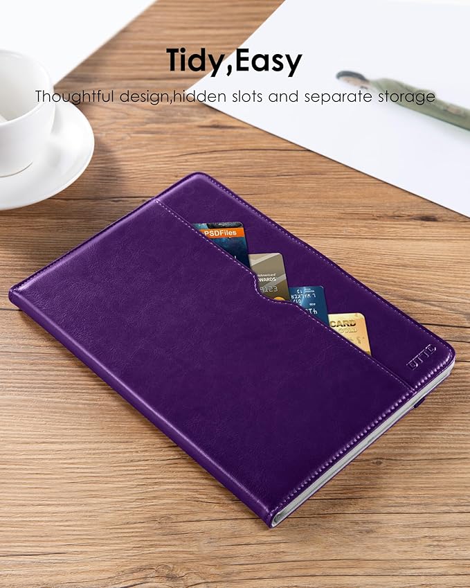 DTTO for iPad 9.7 Inch 5th/6th Generation 2018/2017 Case with Apple Pencil Holder, Premium Leather Folio Stand Cover Case for Apple iPad 9.7 inch, Also Fit iPad Pro 9.7/Air 2/Air - Dark Purple