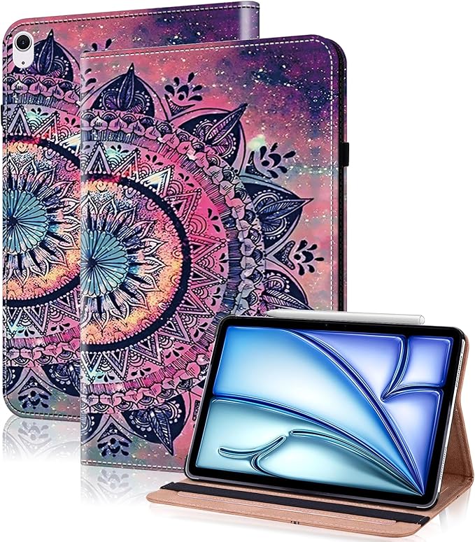 Compatible with iPad Air 11 Inch Case 8th/7th/6th Generation (M4/M3/M2) 2026/2025/2024, for iPad Air 5th/4th Generation Case 10.9 Inch 2022/2020 with Pencil Holder & Card Slots - Mandala
