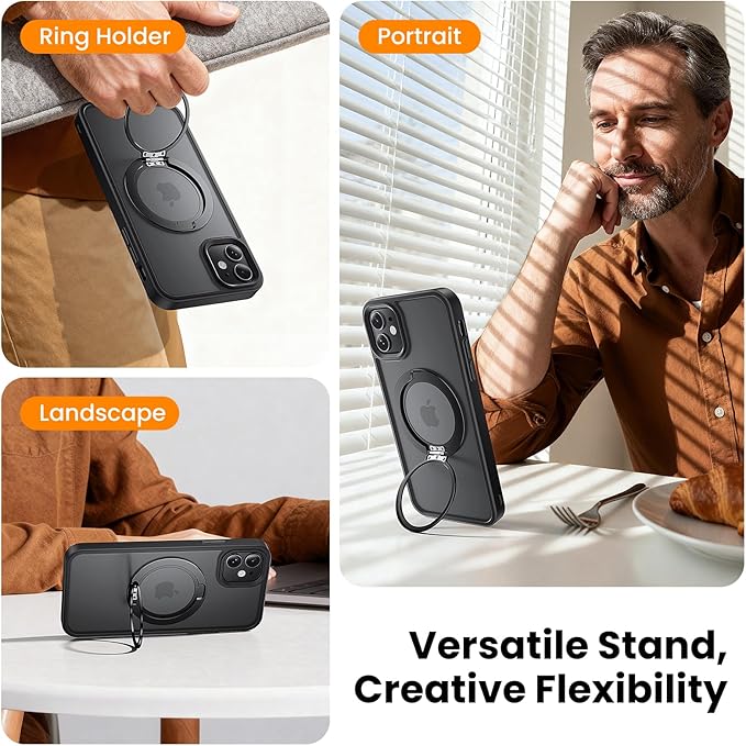 for iPhone 11 Case, Magnetic Kickstand Phone Case with [Military-Grade Protection] & [MagSafe Compatible], Slim Protective Cover for iPhone 11 Phone Case6.1 Black Kickstand