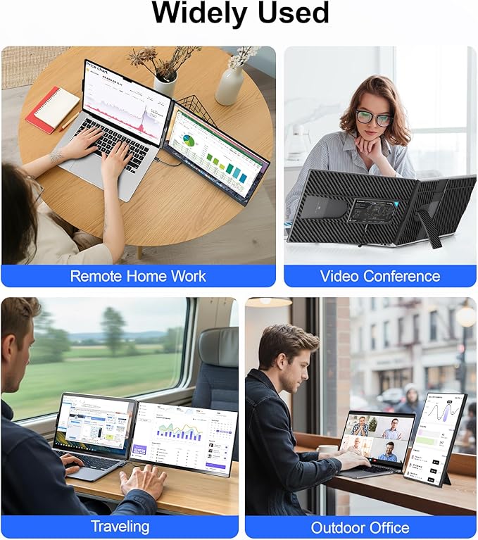 ZUMWALT 15.6" Laptop Screen Extender, 1080P FHD Detachable Laptop Monitor Extender, Dual Monitor for 13-17" Laotop, Plug and Play Portable Monitor Compatible with Mac/Windows/Android/Chrome/PS5