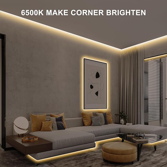 32.8ft COB Led Strip Light with Remote, 2700K Ra93+ Dimmable Bright Warm White Led COB Strip Light, White Led Strip Light for Mirror, Stair, Cabinet, Room