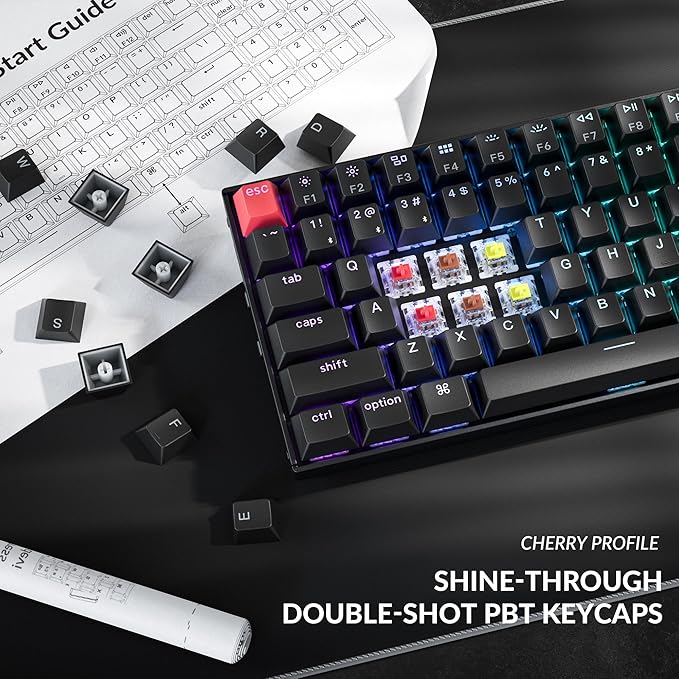 Keychron K4 96% Layout QMK Wireless and Wired Options Mechanical Keyboard, White Backlight Super Banana Switch, Paired with Shine-Through Double-Shot PBT Keycaps for Mac Windows-Version 3