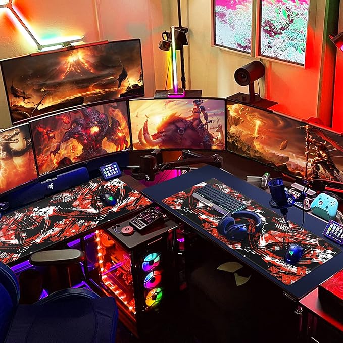 Canjoy Gaming Mouse Pad 31.5x15.8inch Extended XXL Large Mouse Pad Big Computer Keyboard Mouse Mat Desk Pad with Non-Slip & Rubber Base & Stitched Edge