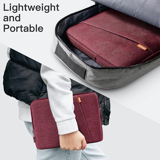 JETech Laptop Sleeve for 13-14Inch MacBook Neo (A18 Pro), MacBook Air/Pro (M1-M5) 2020-2026, 13-13.6 Inch Notebook, Waterproof Shock Resistant Bag Case with Accessory Pocket (Red)