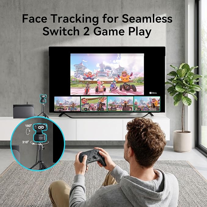 EMEET PIXY Dual-Camera AI-Powered PTZ Camera 2K, AI Tracking, PDAF&AI Autofocus 0.2s, 1/2.55'' Sony Sensor, 3 Mics, Presets, Gesture Control, 2K Webcam for Streaming and OBS/Twitch/Switch 2 Compatible