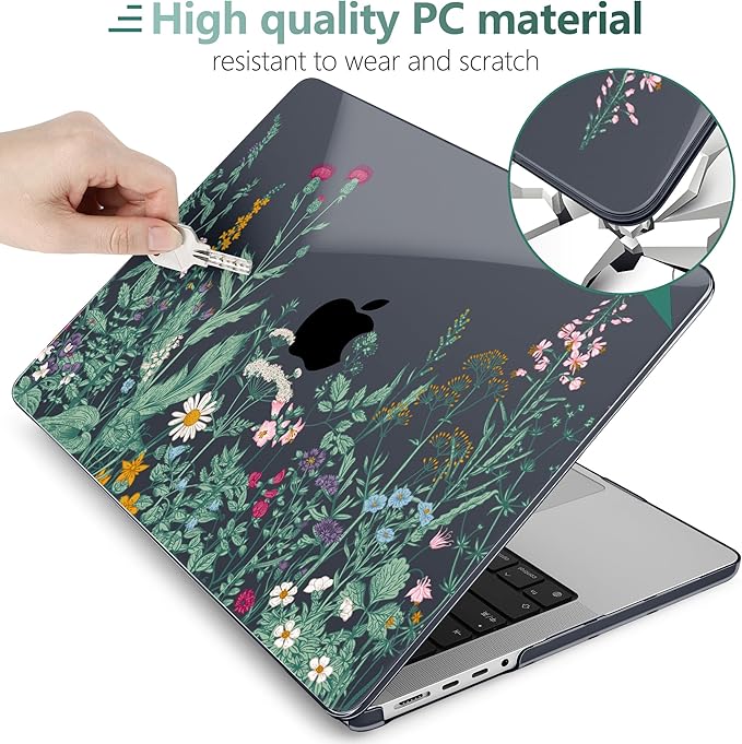 DONGKE Case for MacBook Pro 14 Inch (2026-2021 Release, M5 M4 M3 M2 M1 Pro/Max Chip), Plastic Slim Hard Shell Protective Cover with Keyboard Cover & Screen Protector, Garden Florals
