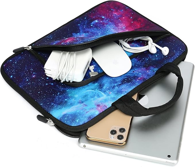 11 11.6 12 12.1 12.5 inches Laptop Sleeve Chromebook Case Ultrabook Case Notebook Sleeve PC Messenger Bag Tablet Case Neoprene Handle Sleeve for Adult Men Women, Two Pockets (Galaxy)