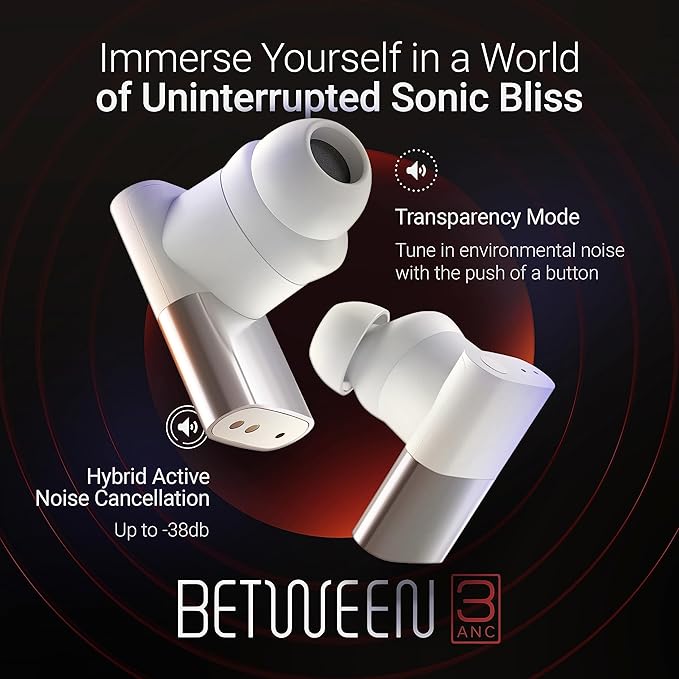 Status Audio Between 3ANC Bone Wireless Earbuds - Triple Driver - Active Noise Cancelling - 6X Microphones - Transparency Mode - 8H Playtime - Bluetooth 5.2. - IPX5
