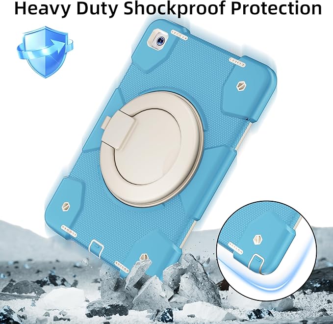 Andnary Case for Samsung Galaxy Tab A11+ Plus/A9+ 11 Inch 2025/2023, Tablet Case for Samsung Galaxy A9 Plus/A11+ with Screen Protector/360° Rotating Stand/Pen Holder/Shoulder Strap (Blue)