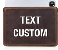 Top Grain Leather Text Custom Sleeve Slim Protector Case for Laptop/Tablet, Solid Vintage Design, Fully Handmade & Text Customizable, Compatible with MacBook Pro/Air & iPad Pro/Air
