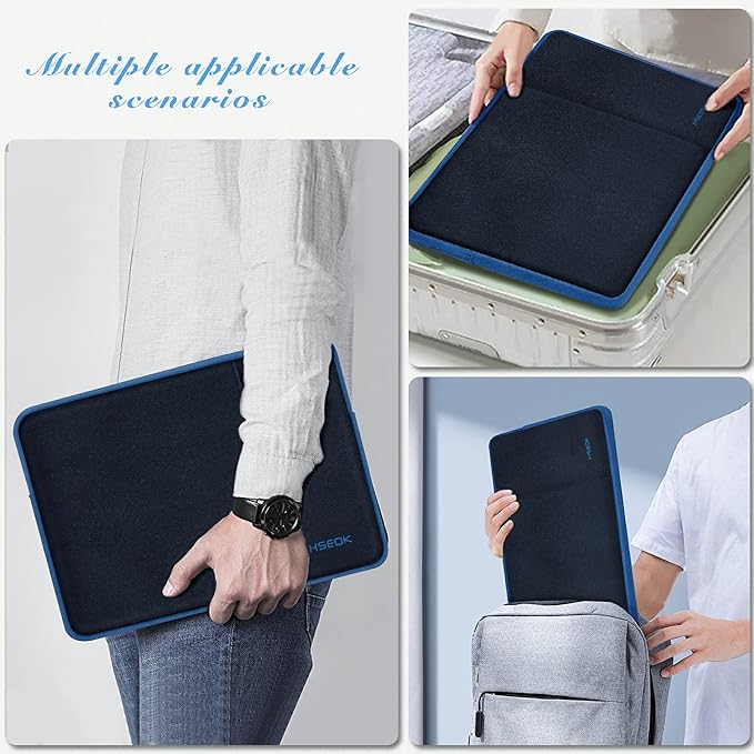 Hseok Laptop Sleeve 15.6 16 inch Case Compatible with MacBook Neo 16, MacBook Pro 16" M5/M4/M3/M2/M1, MacBook Air Pro 15", XPS 16, Most 15" 15.6" 16" Notebooks,Black&Blue
