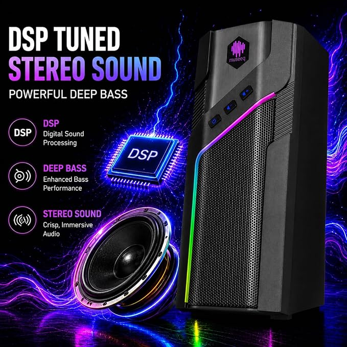 RGB Gaming Speakers for PC, W-206RE Desktop Computer Speakers with 21 LED Light Modes, Touch-Control Lighting, USB Powered Stereo Sound for Laptop & PS5