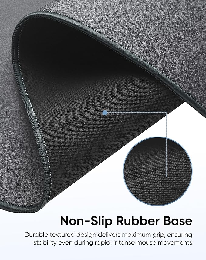Reniteco Waterproof Large Gaming Mouse Pad with Durable Stitched Edges, Non-Slip Rubber Base, Grainy Jacquard Mouse Mat Desk Pad for Home Office Gaming, 27.6"x11.8"x0.12", Matte Gray
