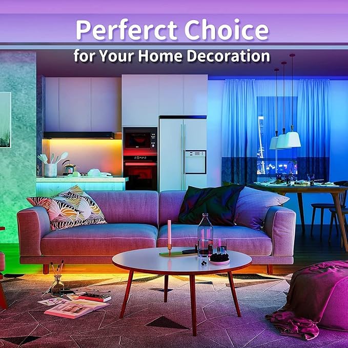 Tenmiro 50ft Led Strip Lights, Tenmiro Smart Led Lights Strip Music Sync Color Changing Lights App Control and 23keys Remote, Led Lights for Bedroom Party Home Decoration