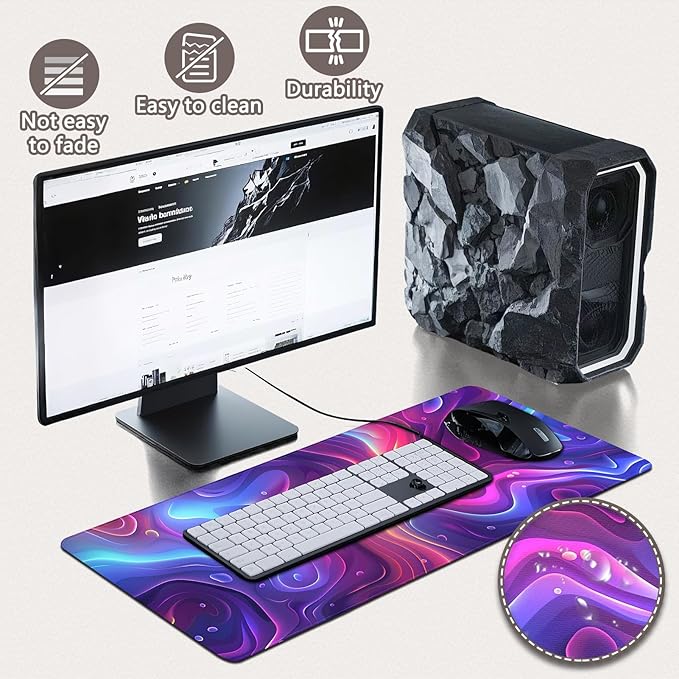 Gaming Mouse Pad - (31.5"×11.8") Topographic Large Mouse Pads for Desk - Desk Mat for Keyboard and Mouse with Non-Slip Base, Desks Pad Matfor Game/Office & Home