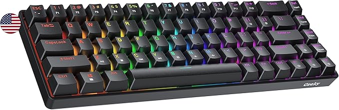 Geeky GK65 65% | Hot Swappable Mechanical Gaming Keyboard | 68 Keys Multi Color RGB LED Backlit for PC/Mac Gamer | ANSI US American Layout (Black, Mechanical Brown)