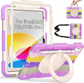 Andnary Case for iPad (A16) 11th Generation 11 inch 2025/10th Generation 10.9 inch 2022, Shockproof Cover with Screen Protector/360° Rotate Handle/Bracket/Pen Holder/Shoulder Strap (Colorful Purple)