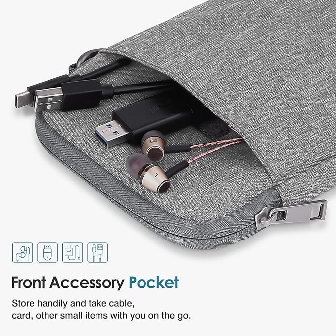 MoKo Padded Ereader Sleeve Case for 6-7 inch Tablet Sleeve Bag Protective Cover Pouch with a Carabiner, Compatible with 7" eReader Colorsoft Signature Edition 2024, 7" Paperwhite 12th, Light Gray