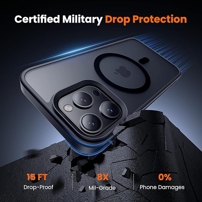toushion 3 in 1 for iPhone 15 Pro Max Case with MagSafe, Screen Protector*1 Camera Lens Protector*1,Skin Feeling Back Military-Grade Protection for iPhone 15 Pro Max Phone Case 6.7 inch Matte Black