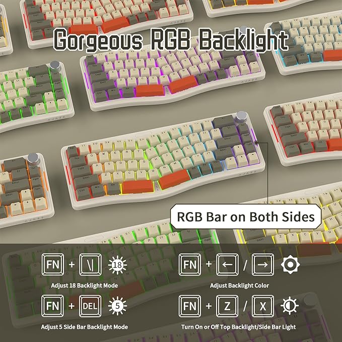 ATTACK SHARK AKS068 Wired Mechanical Gaming Keyboard 65% Alice Layout Hot-swapped Gasket Mount with RGB Backlit VIA Programmable Knob NKRO TKL AS Pre-lubed Linear Red Switch for Win/Mac(Gray)