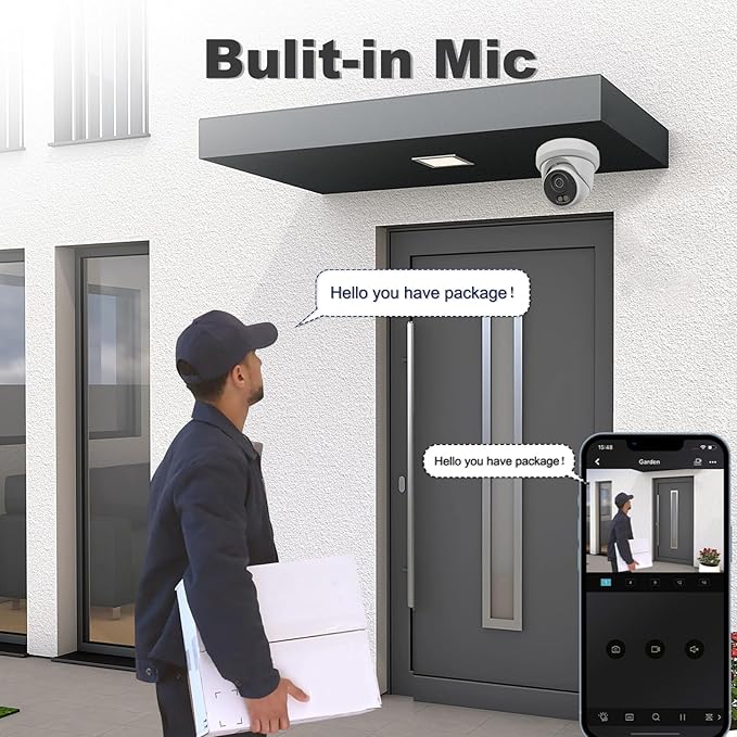UNILOOK 4MP PoE Camera, Turret Security PoE IP Camera Outdoor Indoor Wired, Smart Dual Light Color Night Vision, Human Motion Detection, Audio/Microphone, IP66, 2.8mm, Metal Housing, NDAA