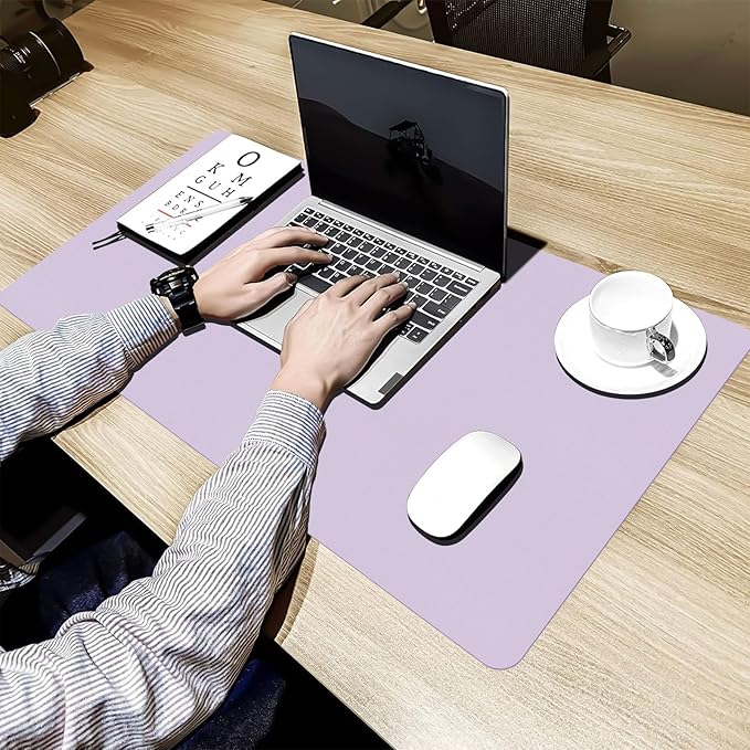 Bloss Purple Leather Desk Mat,Leather Mouse Pad,Desk Protector Mats,Large Mouse Pad,Office Desks Mats,Desks Mat for Keyboard,Dual-Side Computer Mouse Pads Writing Pad for Office/Home.31.5"x 15.7"