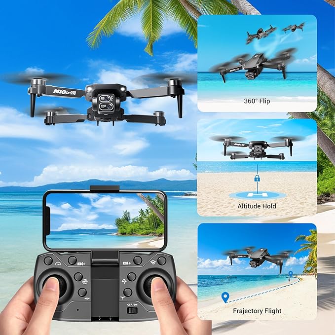 Drone with Camera 2K Brushless Motor Mini Drone 3D Flip FPV RC Drone One-Key Take Off/Landing 2 Batteries Foldable Drones with Camera for Adults Under 249g