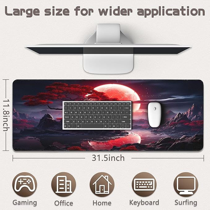 Gaming Mouse Pad - (31.5"×11.8") Japanese Anime Large Mouse Pads for Desk - Desk Mat for Keyboard and Mouse with Non-Slip Base, Desks Pad Matfor Game/Office & Home