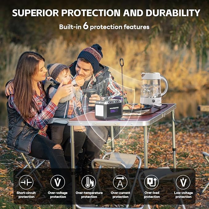 MARBERO 172Wh Solar Generator with 40W Solar Panel, Portable Solar Power Station 200W, Camping, Outdoor, Hiking, Fishing, Emergency, CPAP