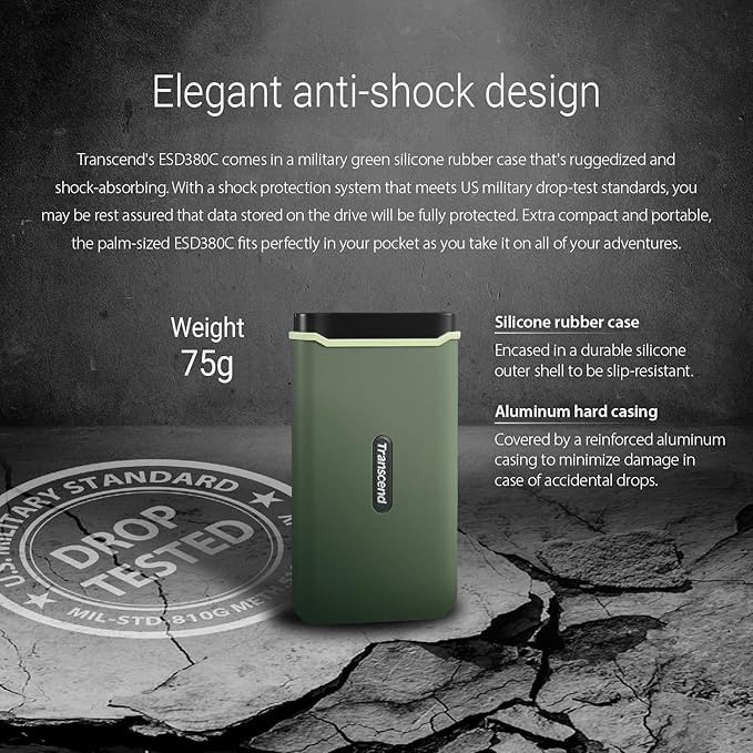 Transcend 2TB External SSD, Up to 2000MB/s, Portable Hard Drive for Steam Deck/iPhone/iPad/Mac/Windows/Android/Tablets/PS5/PS4/Xbox/Smart TV, USB 3.2 Gen 2 (20Gbps) USB-C Cable Portable SSD