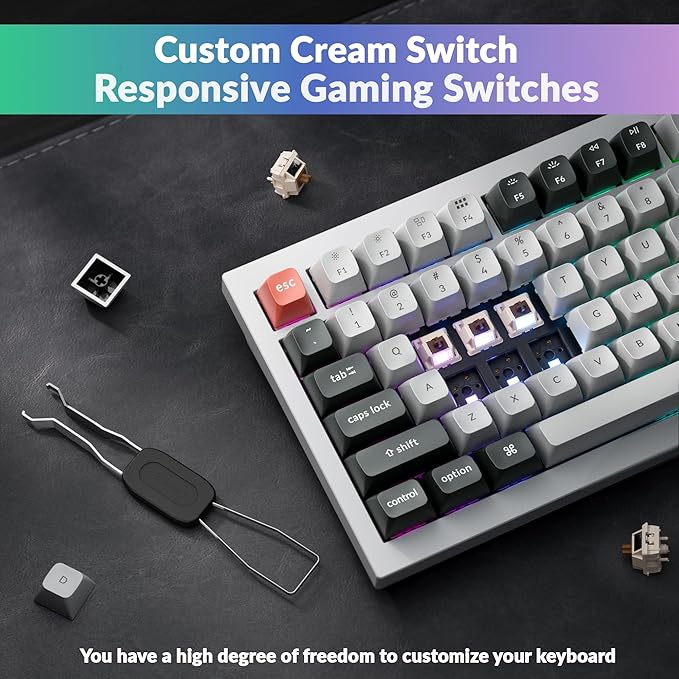 Keychron Q1 Ultra 8K 75% Wireless Mechanical Keyboard, Aluminum Hot-Swappable RGB, Brown Switch, 82 Keys, 600h Battery Life, 2.4GHz/Bluetooth/Wired, ZMK Programmable, Mac Windows Linux – White