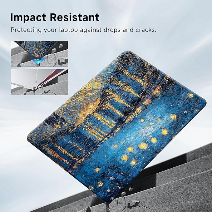 Funut Compatible with MacBook Air 13 inch Case 2021 2020 2019 2018 Model A2337 M1 A2179 A1932 Plastic Hard Shell Case Protective Cover for MacBook Air 13 with Touch ID, Starry Night