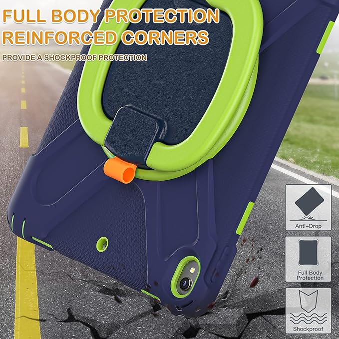 BRAECN Case for iPad Air 3 10.5 Inch 2019, Hybrid Shockproof Rugged Silicone Case with Pencil Holder, Folding Hand Grip, Stable Kickstand,Carrying Shoulder Strap for iPad Pro 10.5” 2017-Navy Green