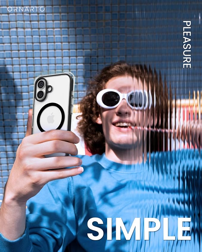 ORNARTO Air Case for iPhone 17 Clear | Military-Grade Drop Protection | Camera Control Button | Compatible with MagSafe | Built-in Air Phone Cover - Black