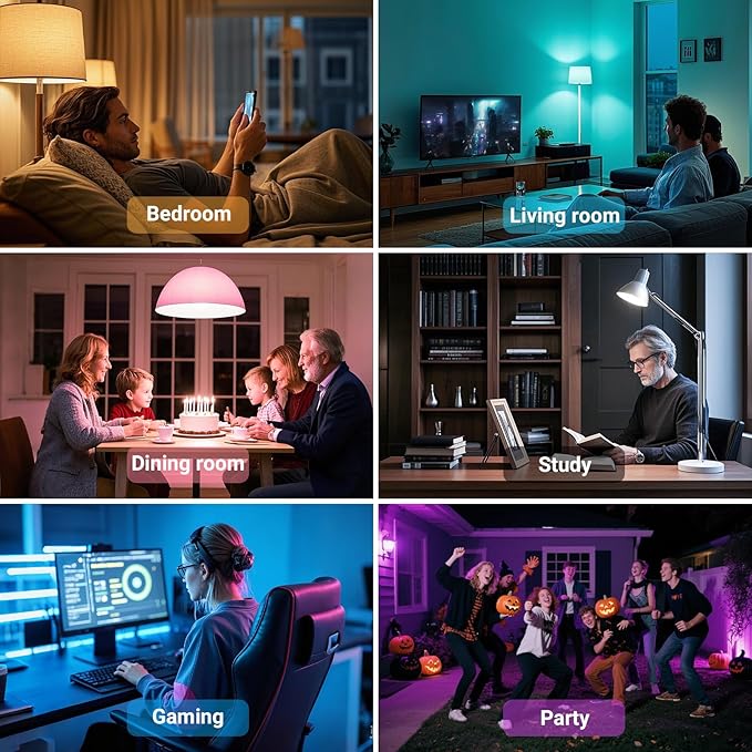 TJOY Smart Light Bulbs, WiFi LED Bulb Compatible with Alexa &Google Assistant, RGB Color Changing Alexa Bulbs, 9W(60W Equivalent), A19 E26 800LM, 2.4Ghz WiFi only,2 Pack