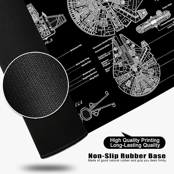 Black Gaming Mouse Pad Large Mouse Pad XL Desk Mat 31.5x11.8x0.12 inch Large Desk Pad Design Keyboard Pad (Design -5)