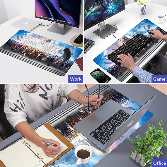 Large Gaming Mouse Pad，Long Mousepad, Extended XL Office Desk Mat, Long Full Desk Pad，Stitched Edges & Anti-Slip Rubber Base，Desk Pad for Keyboard and Mouse，Desk Accessories Supplies，31.5 x 11.8 inch