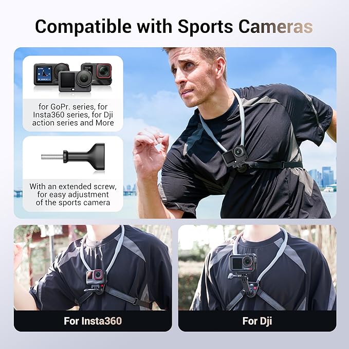 JJC Magnetic Neck Mount for Phone & Action Camera, POV Neck Holder for iPhone 17-12 Series Android Phones Gopro Insta360 with Quick Release & Angles Adjustment for Content Creating Video Filming
