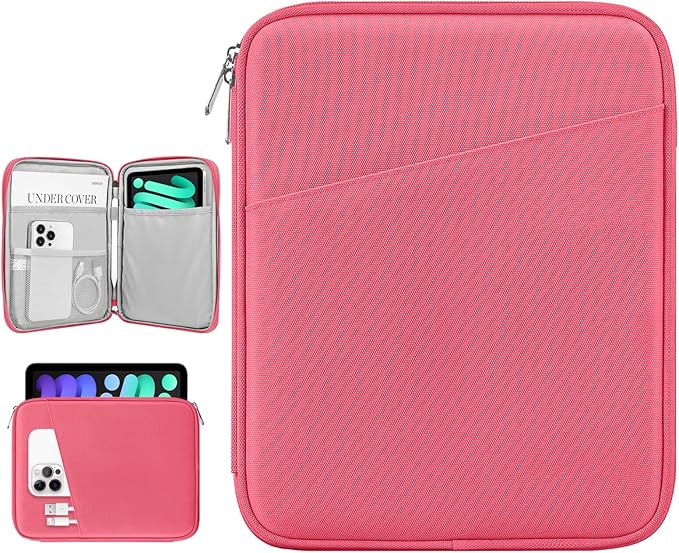 Dadanism 8-9 Inch Tablet Sleeve Bag Carrying Case for iPad mini 7th/6th 8.3", iPad mini 7.9", Galaxy Tab A7 Lite/A9 8.7", ‎Remarkable Paper Pro Move 7.3" 2025, Tab M8 8", Tab M9 9", Watermelon Pink