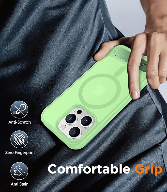Magnetic Compatible with iPhone 13 Pro Case, [Built-in Invisible Kickstand][Compatible with MagSafe][Military Grade Shockproof] Slim Translucent Matte Phone Case for iPhone 13 Pro 6.1"