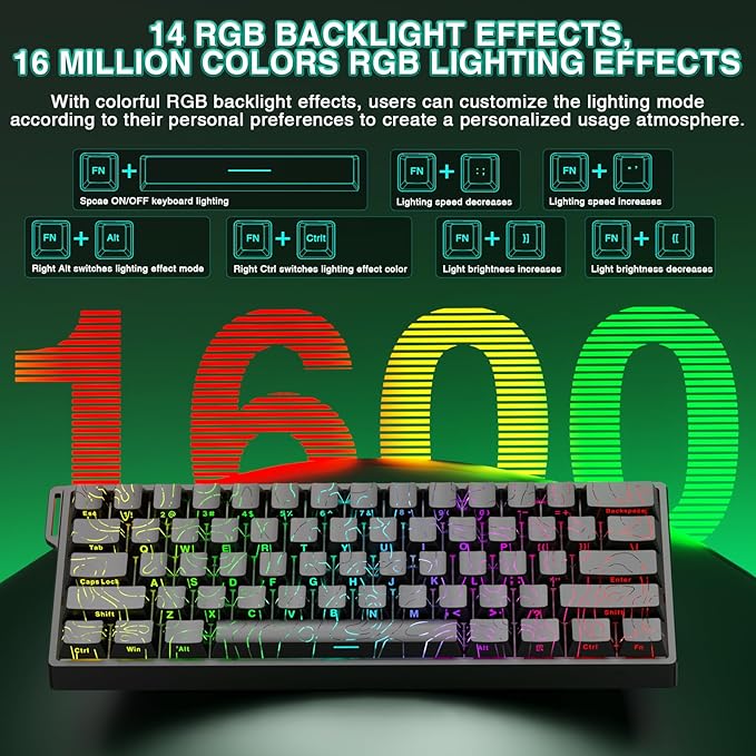 Aula WIN60 HE - 60% Mechanical Gaming Keyboard Wired, Hall Effect Magnetic Switch Hot Swappable, Adjustable Actuation RT Mode, 8000 Hz Polling Rate, RGB Keyboard 60 Percent Compact Design for PC