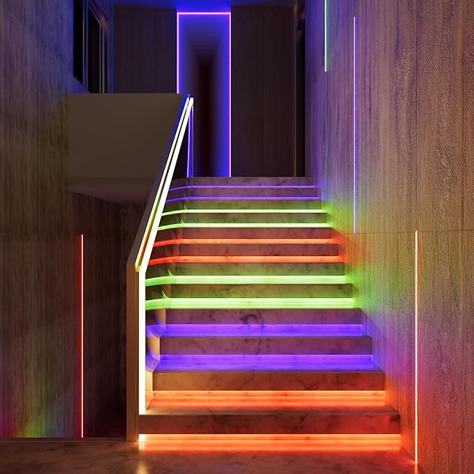 MIWISE RGB COB LED Strip Light, UL-Listed Music Sync Color Changing Dimmable Super Bright LED Lights, Multicolor Flexible Tape Light with RF Remote/App Control, for Bedroom, Party DIY Decor, 32.8ft