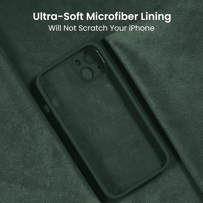 FireNova Designed for iPhone 13 Case, Silicone Upgraded [Camera Protection] Phone Case, Soft Anti-Scratch Microfiber Lining Inside, 6.1 inch, Alpine Green