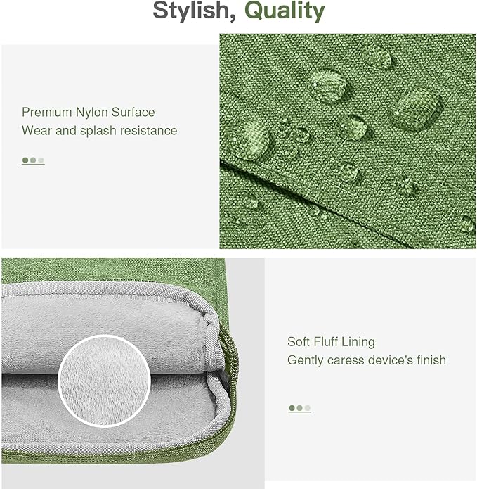 MoKo Padded Ereader Sleeve Case for 6-7 inch Tablet Bag Protective Cover Pouch with a Carabiner, Compatible with 7" eReader Colorsoft Signature Edition 2024, Grass Green