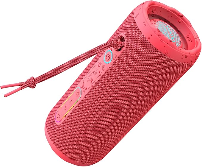 Bluetooth Speaker IPX7 Waterproof Sandproof, 24W Loud Stereo Sound, Bluetooth 5.3, Enhanced Bass, TWS Pairing, 12H Playtime for Home/Outdoor, for Mom (Red)
