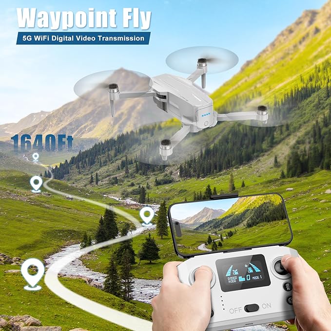 Oddire Drones with Camera for Adults 4K, GPS Auto Return, Waypoint Flight, Orbit Fly, GPS Follow, Gesture Control, Foldable Drone with Brushless Motor, 249g Light, 48 Mins Flight Time with 2 Batteries
