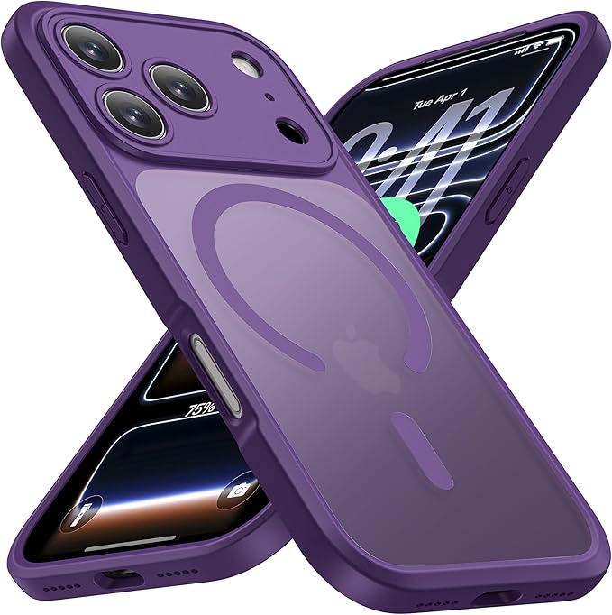 ImpactStrong Magnetic Guard Designed for iPhone 17 Pro Max Case [Camera Protection] [Military Grade Drop Tested] [Compatible with MagSafe] Slim Translucent Matte Phone Case (6.9") - Purple